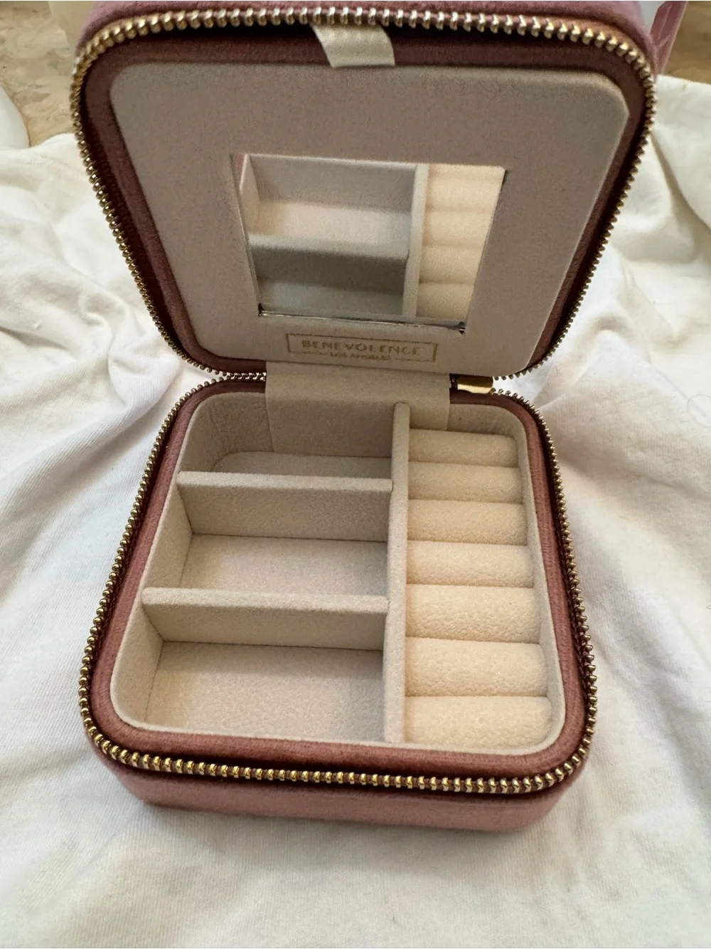 Velvet Travel Cosmetic Case in Dusty Rose by